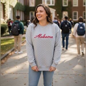 Chicka-d Alabama embroidered diamond stitch high-low crewneck Sweatshirt